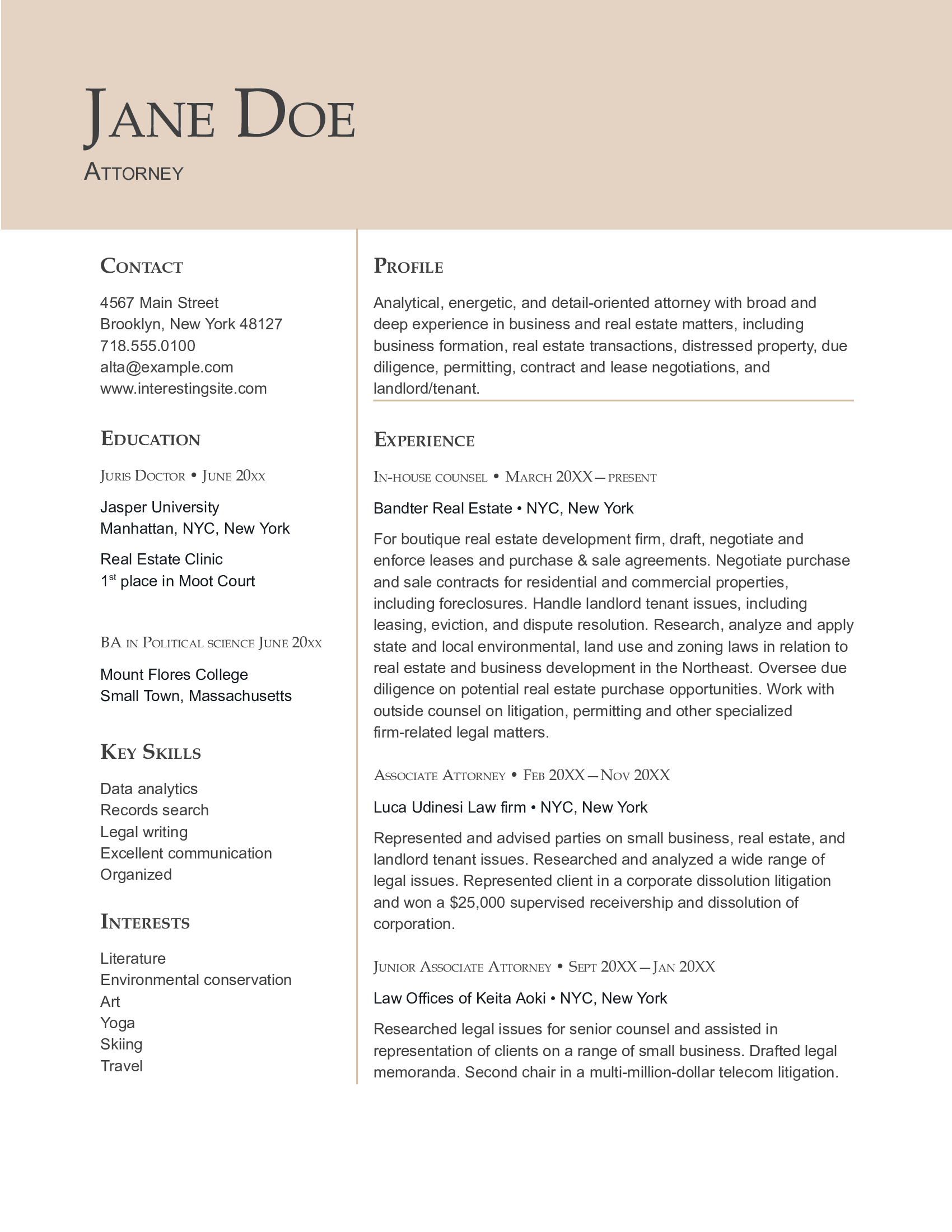 1 Page Resume Template