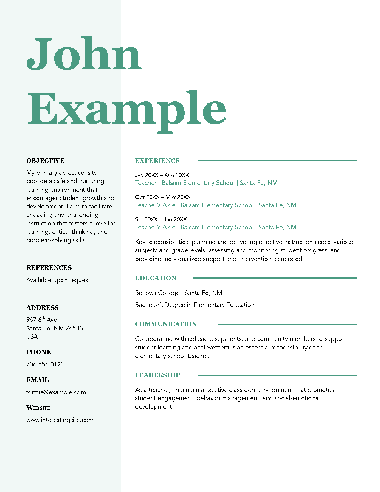 Cool Colored Stylish Resume Template