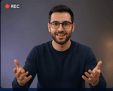 Candidate practicing a mock video interview